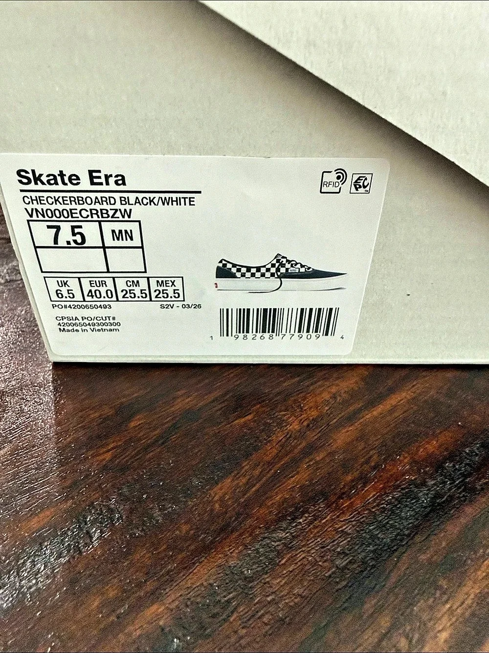 Vans Sk8-Hi Skate Era Checkered Sneakers Black & White US 7.5 Like New